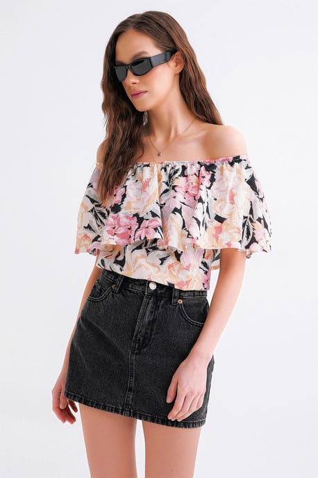 Bloemmotief Off-Shoulder Blouse - Image 1