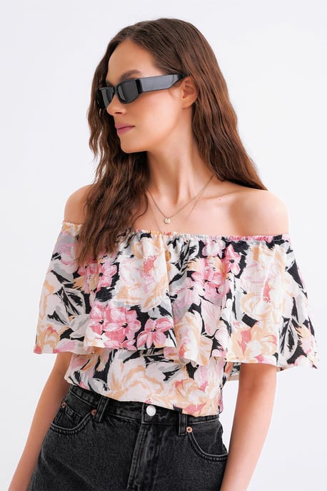 Bloemmotief Off-Shoulder Blouse - Image 3