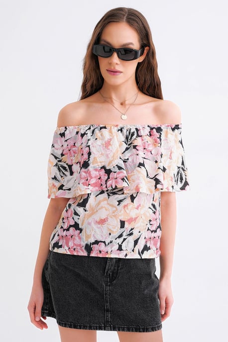 Bloemmotief Off-Shoulder Blouse - Image 6