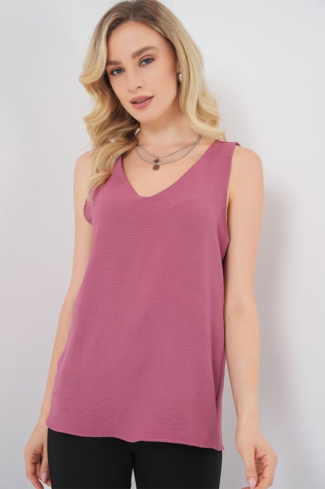 Geweven V-hals Mouwloze Blouse - Image 4