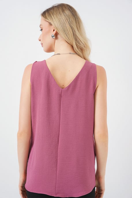 Geweven V-hals Mouwloze Blouse - Image 6
