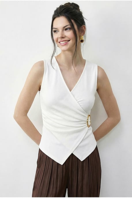 Accessoire Gedetailleerde V-hals Wikkel Top - Image 3