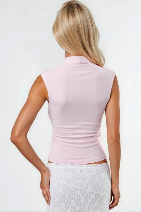 V-hals Mouwloze Drapé Blouse - Image 4