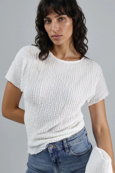 Gestructureerde Ronde Hals Blouse - Image 1