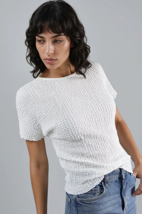 Gestructureerde Ronde Hals Blouse - Image 2
