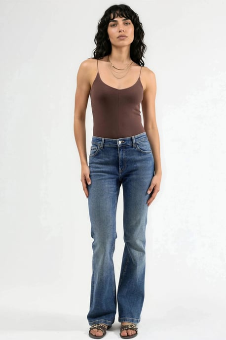 Slim Fit geribbelde V-hals blouse - Image 4