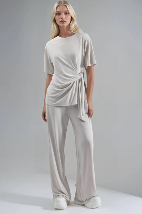 Losse Fit Crew Neck Modal Blouse met Strikdetail - Image 2