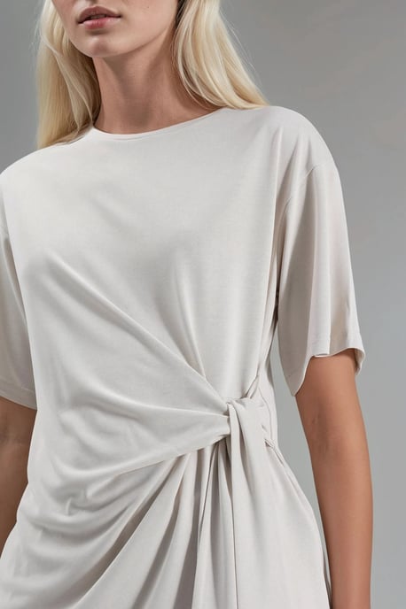 Losse Fit Crew Neck Modal Blouse met Strikdetail - Image 5