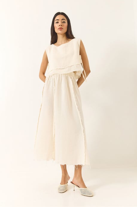 Textuur Blouse & Rok Muslin Stof Twee-Delige Set - Image 4