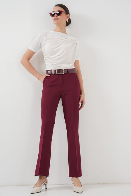 Aansluitende Blouse met Rimpeldetails en Ronde Hals - Image 2