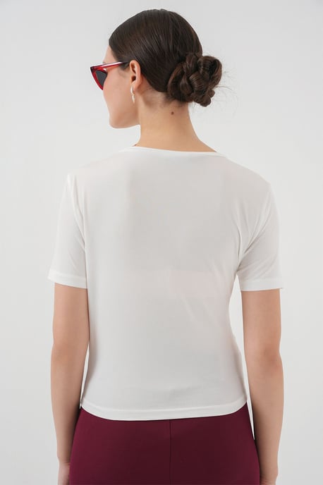 Aansluitende Blouse met Rimpeldetails en Ronde Hals - Image 6