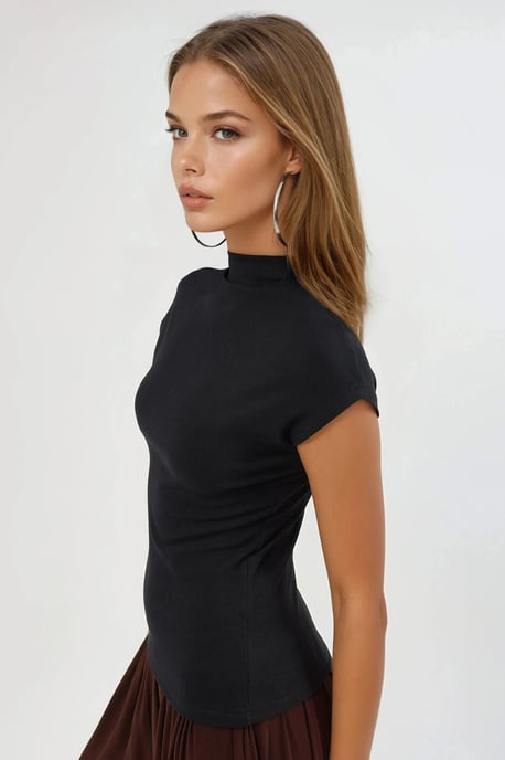 Figurpassad Blus med Mock-Neck och Kappärmar - Image 2