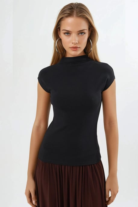 Figurpassad Blus med Mock-Neck och Kappärmar - Image 6