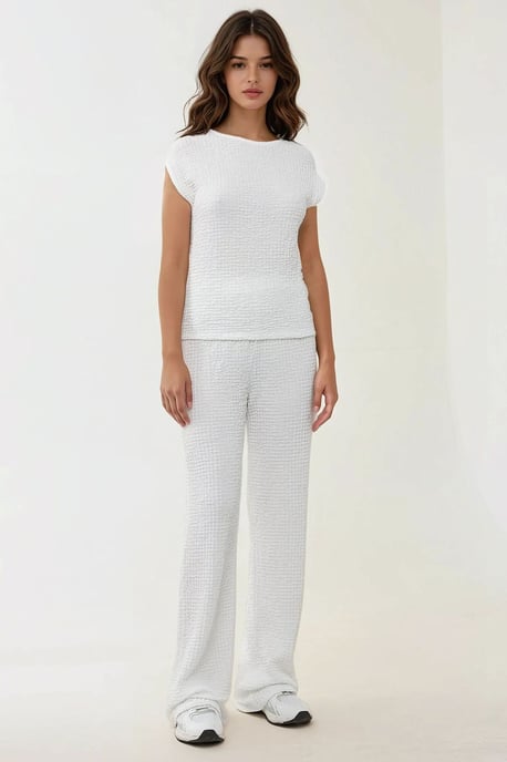 Textured Crew Neck Short Sleeve Top - Image 4