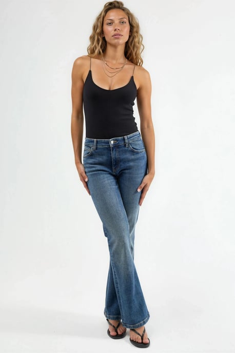 Slim Fit Geribbelde V-hals Blouse - Image 4