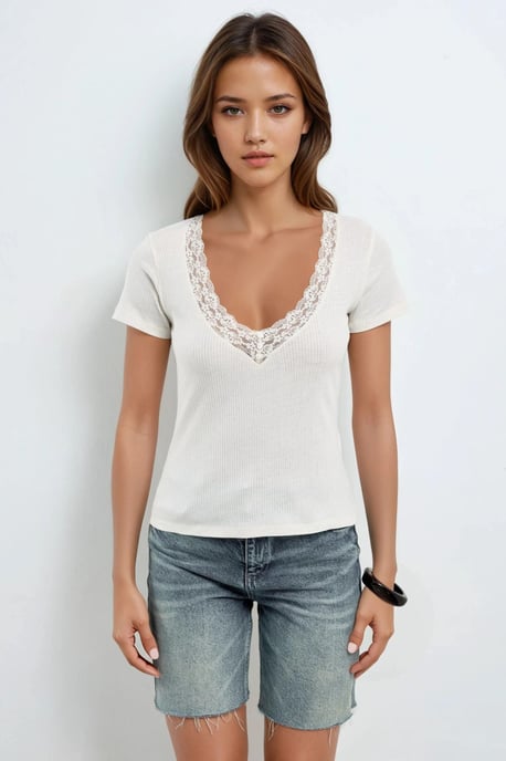 V-hals Blouse met Kanten Detail - Image 6