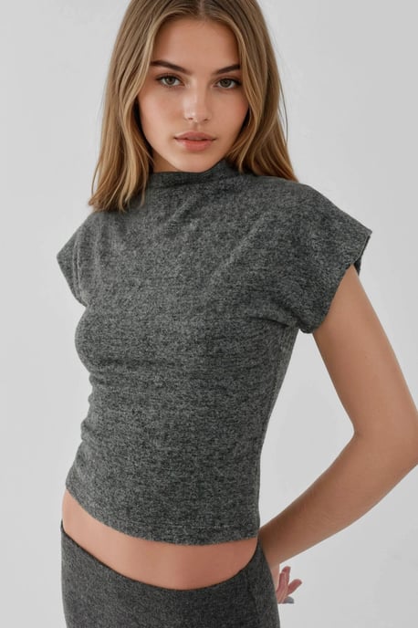 Texturerad Crew Neck Ärm- och ärmlös Topp - Image 5