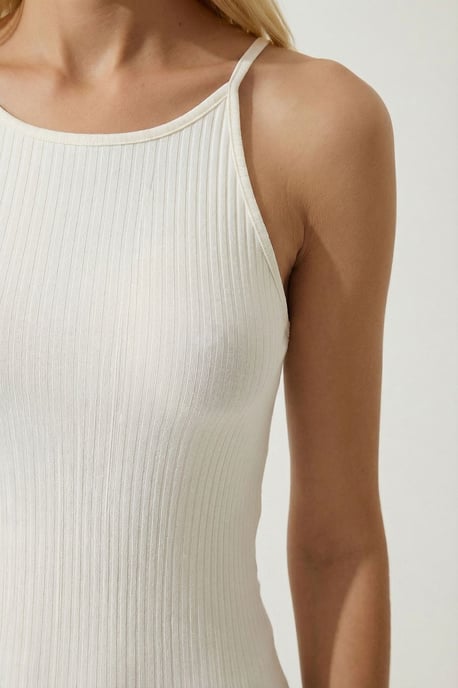 Ribbad Halterneck Kort Blus - Image 3