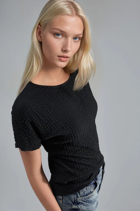 Gestructureerde Crew Neck Blouse - Image 2