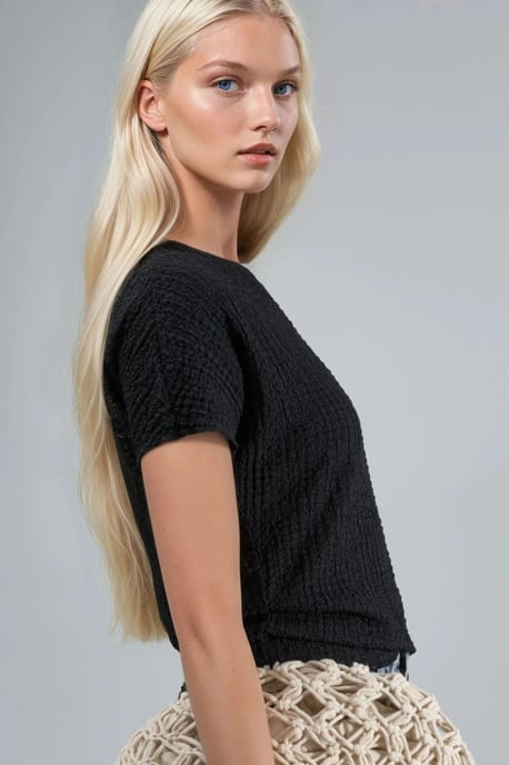 Gestructureerde Crew Neck Blouse - Image 4