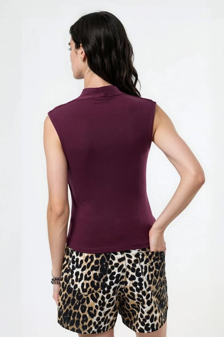 V-hals Mouwloze Drape Blouse - Image 3