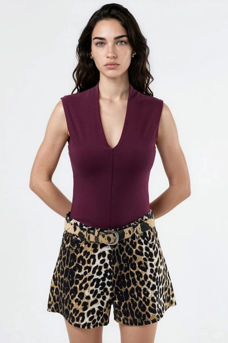 V-hals Mouwloze Drape Blouse - Image 6
