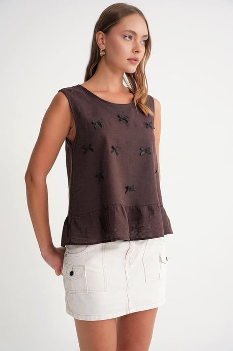 Ronde Hals Blouse met Strikdetail - Image 3
