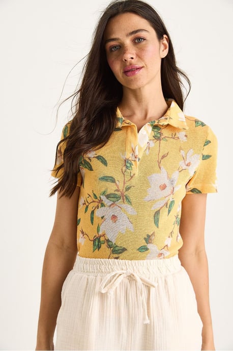 Flowery Polo Shirt Blouse - Image 2
