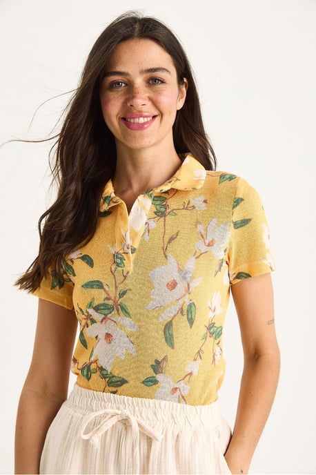 Flowery Polo Shirt Blouse - Image 3
