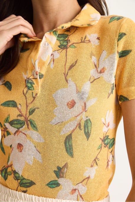 Flowery Polo Shirt Blouse - Image 4