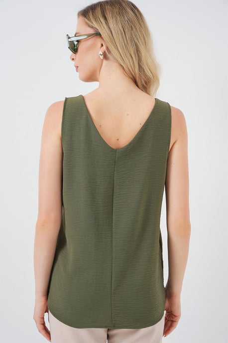 Textured V-Neck Sleeveless Blouse - Image 6