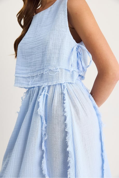 Textured Blouse & Skirt Muslin Fabric Two-Piece Set - Image 5