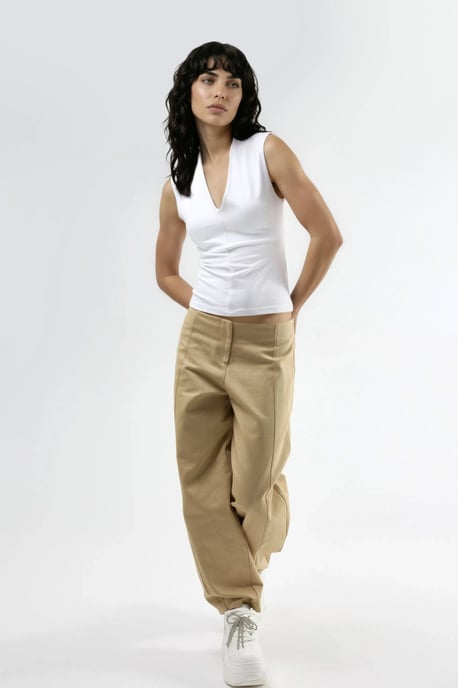 V-neck Sleeveless Drape Blouse - Image 4