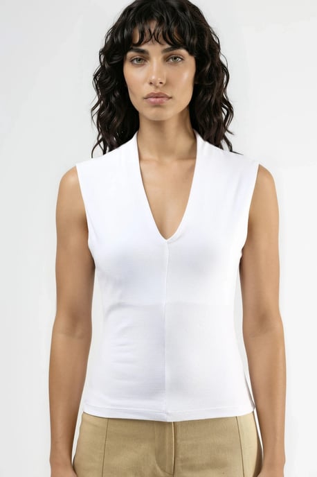 V-neck Sleeveless Drape Blouse - Image 6
