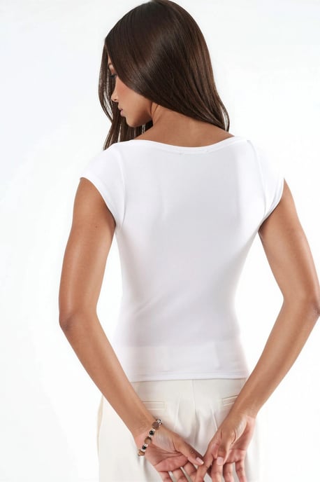 Slim Fit Boat Neck Blouse - Image 3