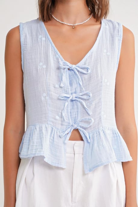 Gestructureerde V-hals Crop Blouse met Strik - Image 6