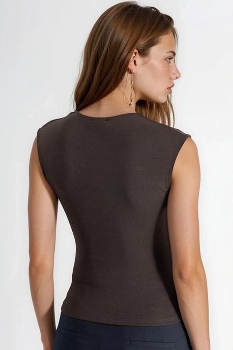 Mouwloze Drapé Blouse met Ronde Hals - Image 3