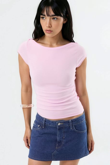 Slim Fit Boat Neck Blouse - Image 1