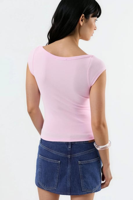 Slim Fit Boat Neck Blouse - Image 3
