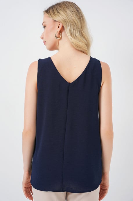 Gestructureerde V-hals Mouwloze Blouse - Image 6