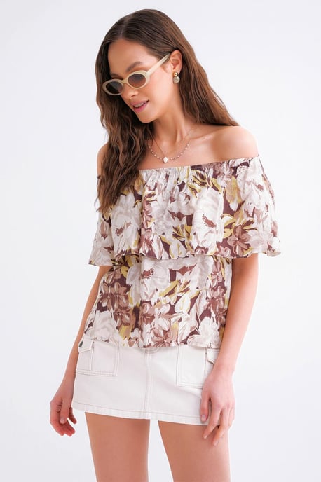 Bloemenprint Off Schouder Blouse - Image 1