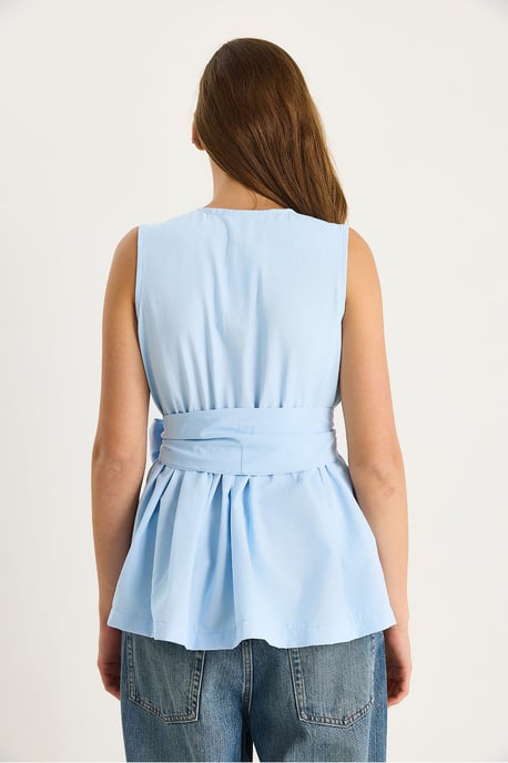 Lange Mouwloze V-hals Blouse met Striksluiting - Image 6