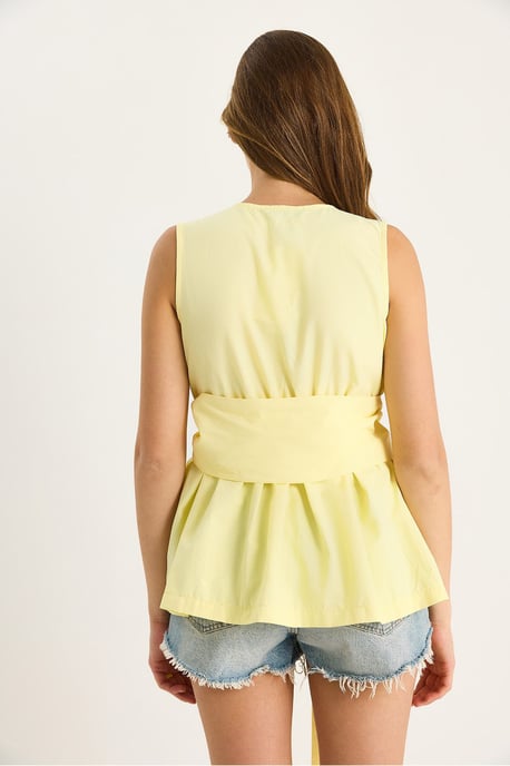 Lange Mouwloze V-Hals Blouse met Striksluiting - Image 5