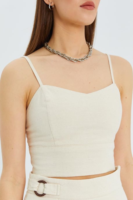 Hart Kraag Aansluitende Crop Blouse - Image 4