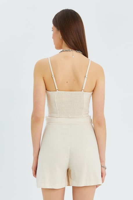 Hart Kraag Aansluitende Crop Blouse - Image 6