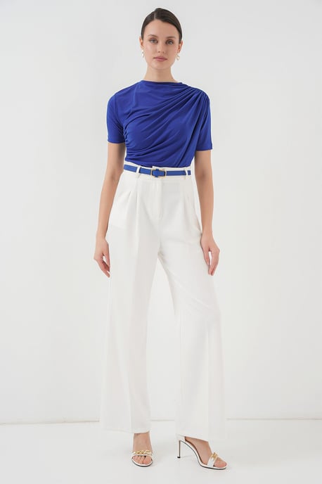 Fitted Blouse met Rimpeldetail en Ronde Hals - Image 2