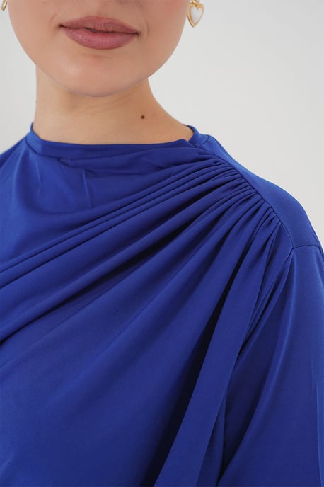 Fitted Blouse met Rimpeldetail en Ronde Hals - Image 4