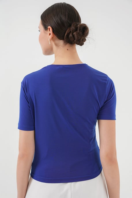 Fitted Blouse met Rimpeldetail en Ronde Hals - Image 5