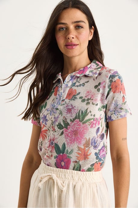 Bloemen Poloshirt Blouse - Image 3