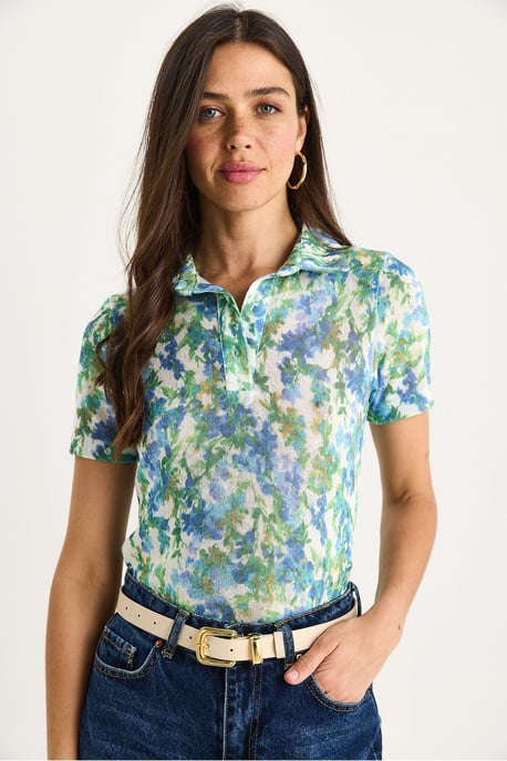 Bloemige Poloshirt Blouse - Image 2